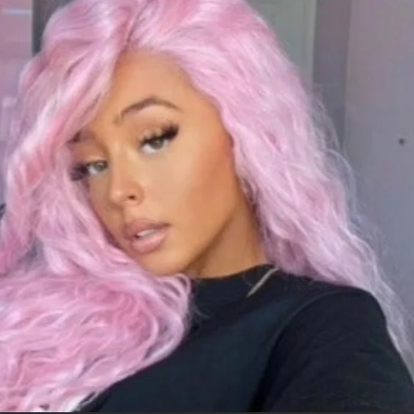 - LONG 40” Pink NATURE WAVY LACEFRONT WIG *NEW*